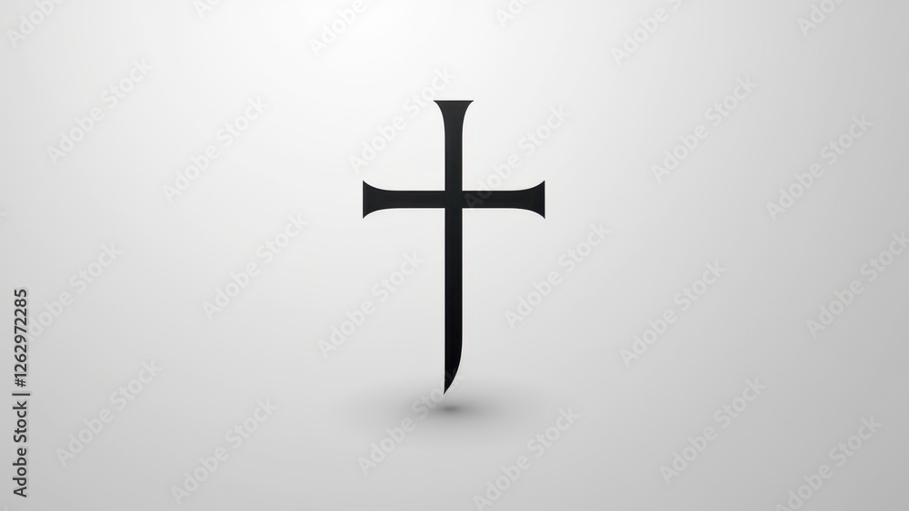 Poster a simple cross graphic against a gradient background with a subtle drop shadow effect.