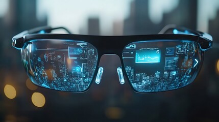 Augmented reality glasses projecting holographic data