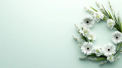 Floral wreath, delicate spring flowers arranged beautifully, 3D illustration