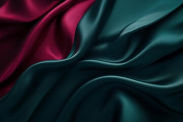 Fototapeta premium Luxurious Draped Silk in Deep Teal and Crimson