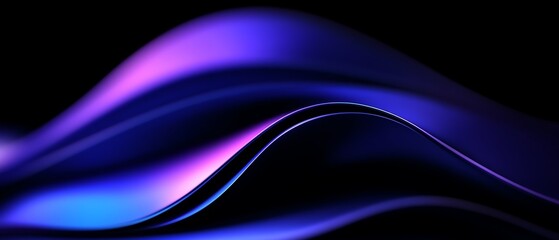 Naklejka premium Abstract Blue Purple Wave Dark Background Design art hue curve fluid 