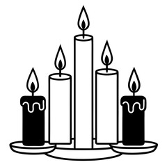 Black Candle Icon Collection | Set of Candle Icons | Vector Illustration.