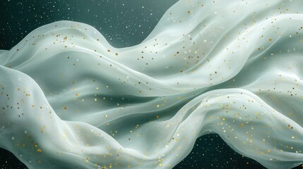 Obraz premium Pastel seafoam green background, with moonlight silver sparkles, confetti, and abstract flowing textures for an elegant feel.