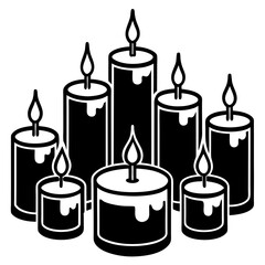 Black Candle Icon Collection | Set of Candle Icons | Vector Illustration.