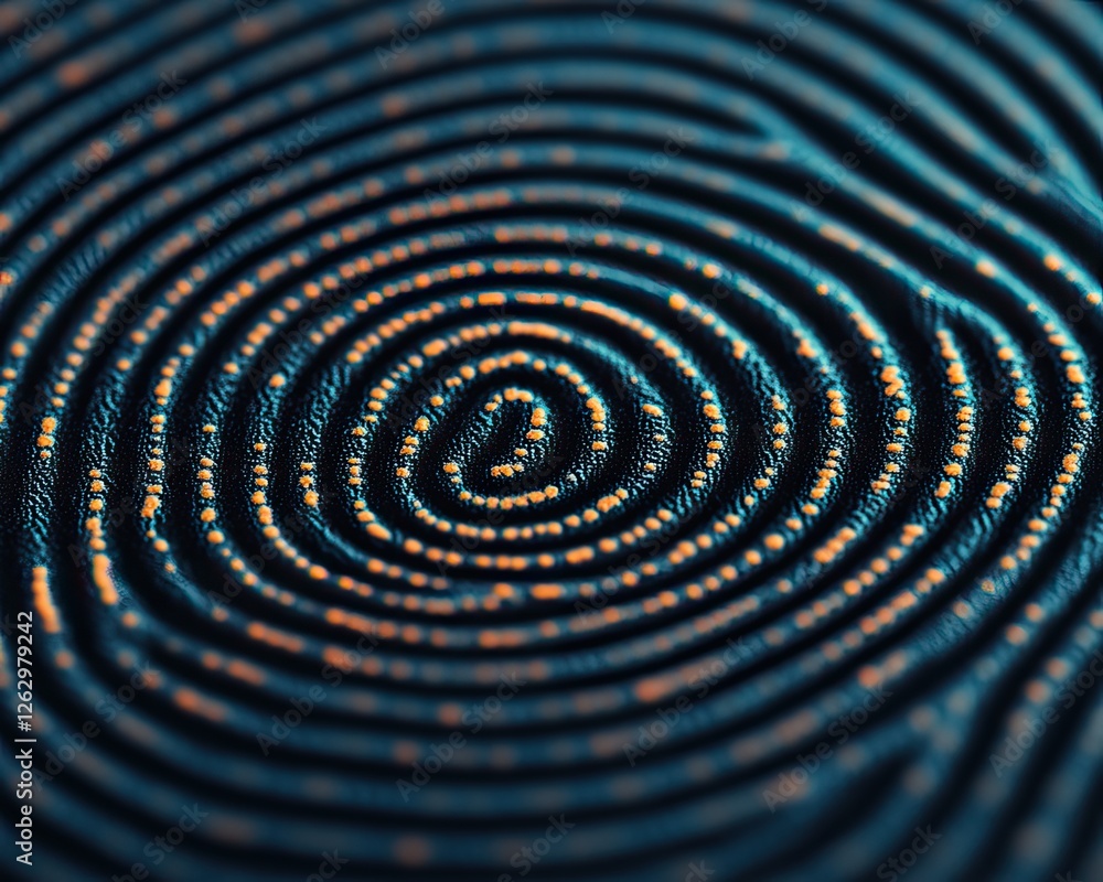 Aufkleber an abstract close-up image of a fingerprint pattern, showcasing intricate circular lines with a blen