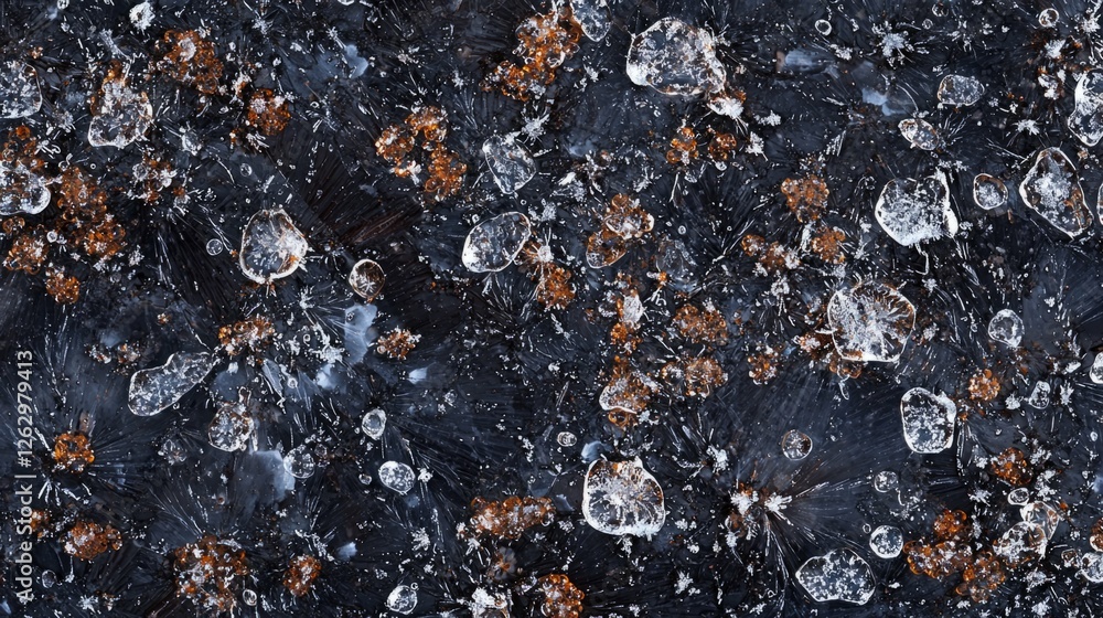Poster abstract texture of ice with bubbles and dark underlying surface