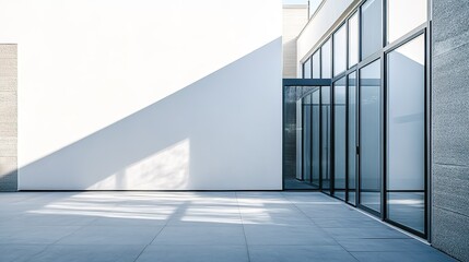 Obraz premium Modern minimalist architecture featuring glass walls and stone