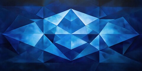 Fototapeta premium A mesmerizing, intricate abstract oil painting featuring a captivating blue diamond-like structure, with delicate details weaving through its form to create an ethereal allure on canvas