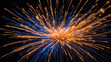 Dark Night Sky Illuminated by Fireworks Explosion