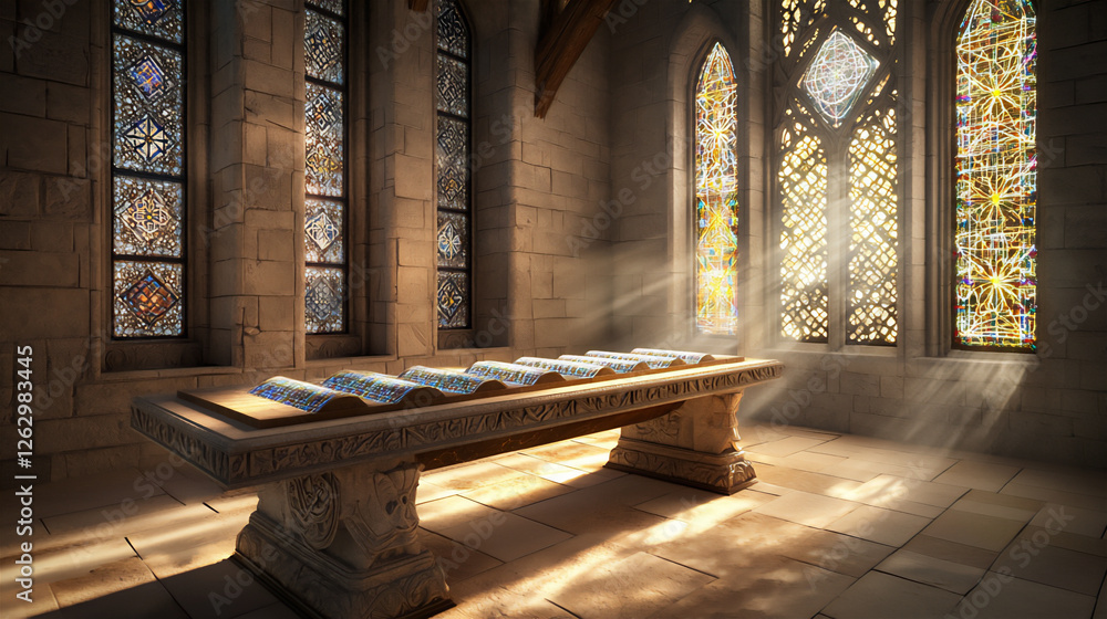 Poster ai monastery scriptorium with neural network manuscripts