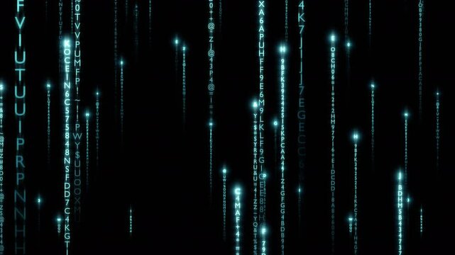 Matrix Code Digital Rain of Falling Characters