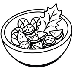 Fresh fruit salad with apple, orange, and berry illustration for a healthy food label vector sketch freehand outline hand drawn sketchy line art icon sign silhouette illustration