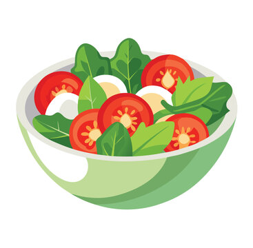 salad bowl with tomatoes, eggs, spinach clip art preview