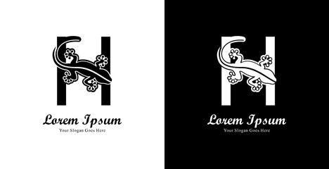 Gecko logo design combined with the letter H