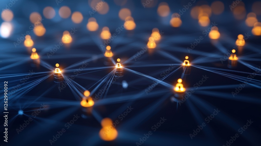 Poster a digital network visualization featuring glowing user icons interconnected by lines, symbolizing co