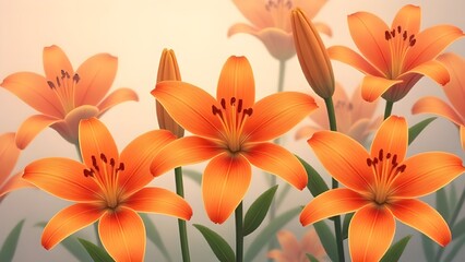 Obraz premium Orange Lilies in Bloom