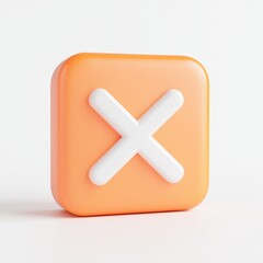 Obraz premium 3D icon of a white 'X' on an orange square, symbolizing error or closure.