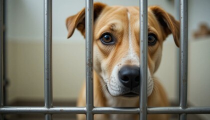 A Heartbroken Shelter Dog Behind Cold Metal Bars, Abandoned by Its Owner and Longing for Love, Warmth, and a Second Chance at a Forever Home