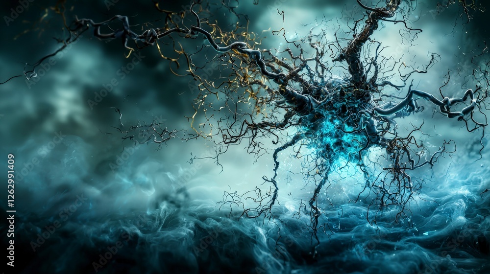 Poster disintegrated thoughts dissolving into air abstract art surreal environment dark fantasy conceptual 