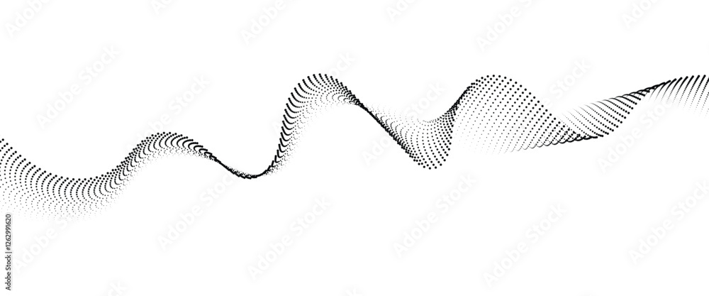 Poster flowing dot wave halftone gradient pattern on transparent background
