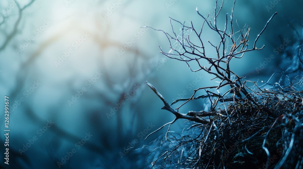 Poster Fragile whispers of nature's empty space mystical forest abstract art ethereal atmosphere close-up resilience