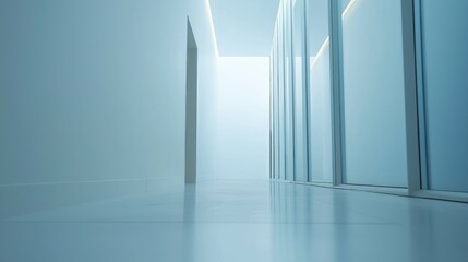 Obraz premium Modern Minimalist Hallway Interior with Soft Ambient Lighting