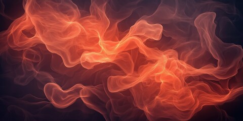 Abstract Glowing Orange Red Swirling Shapes Dark Background