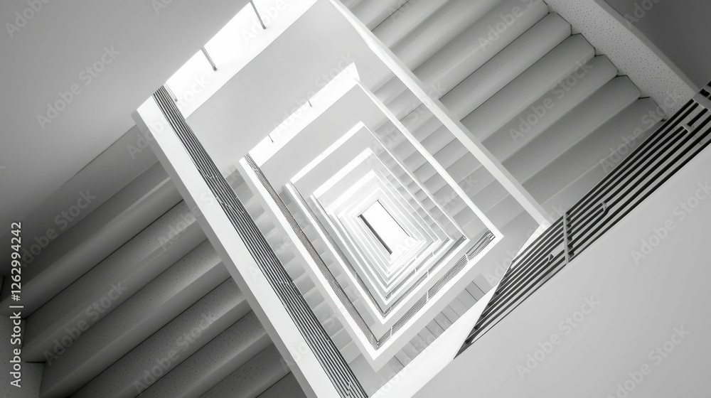 Poster abstract spiral staircase perspective in modern architecture design