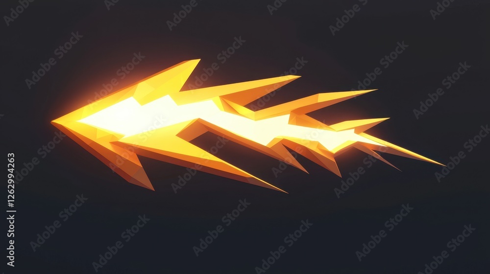 Aufkleber a modern low-poly golden lightning bolt with sharp edges and sparkling highlights.