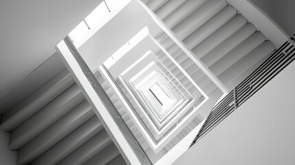 Obraz premium Abstract Spiral Staircase Perspective in Modern Architecture Design