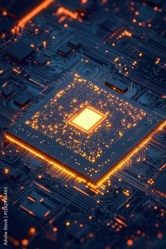 Aufkleber illuminated microchip: a close-up view of advanced technology
