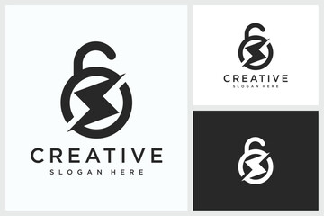 Power Padlock Design Inspiration. Power Padlock Symbol Logo Vector Template Design, Power Padlock Design Logo Vector Illustration