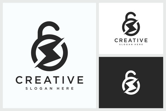 Power Padlock Design Inspiration. Power Padlock Symbol Logo Vector Template Design, Power Padlock Design Logo Vector Illustration