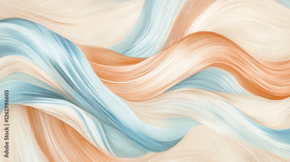 Poster abstract flow background in peach and blue colors. modern pattern with smooth lines.