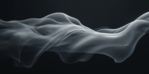 Fototapeta premium Abstract Flowing Form Gray Dots Black Background