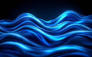 Glowing blue waves abstract background, digital art