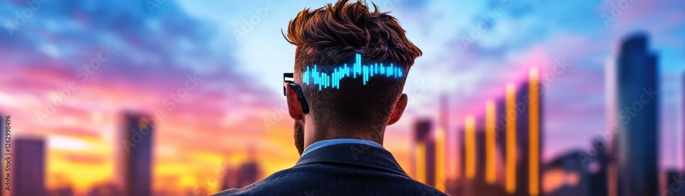Poster visualize strategic company growth with cutting-edge ai this image showcases a business executive us