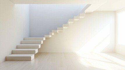 Modern Minimalist Staircase Design in Bright Interior Space