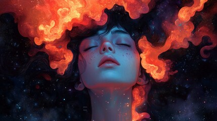 A surreal, artistic depiction of a person struggling with depression and anxiety, hands on their head, surrounded by chaotic and dark elements representing inner turmoil and overthinking.