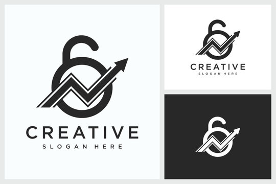 Finance Chart in Padlock Design Inspiration. Finance Chart in Padlock Symbol Logo Vector Template Design, Finance Chart in Padlock Design Logo Vector Illustration