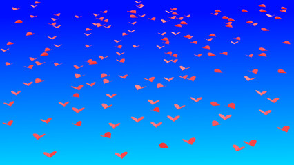 Flying hearts blue