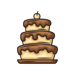 Icon design Chocolate birthday cake. Vector design