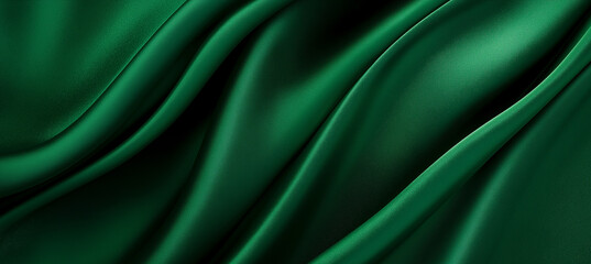 Fototapeta premium Emerald green satin luxury draped fabric silk textile drape