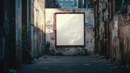 Urban Billboard Mockup in Gritty Alleyway, Blank Advertising Space for Your Message.