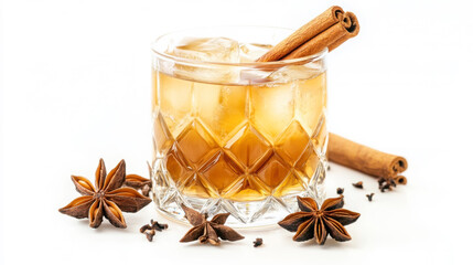 Aromatic spiced rum cocktail with star anise and cinnamon garnish for elegant dining experience