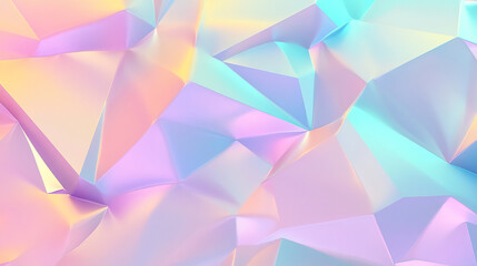 A colorful abstract background with pink, blue, and yellow triangles. The background is made up of many triangles of different sizes and colors