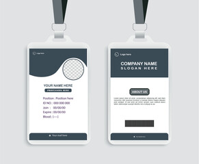  A modern, professional ID card design featuring customizable text, a photo placeholder, and corporate branding. Fully editable in Adobe Illustrator with high-quality vector and rgb color