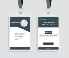  A modern, professional ID card design featuring customizable text, a photo placeholder, and corporate branding. Fully editable in Adobe Illustrator with high-quality vector and rgb color