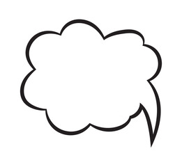 Comic bubble in black and white colors, vector illustration isolated flat icon