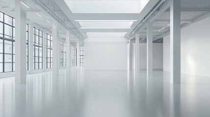 Fototapeta premium Spacious Modern Empty Room with Bright Natural Light and Clean Walls